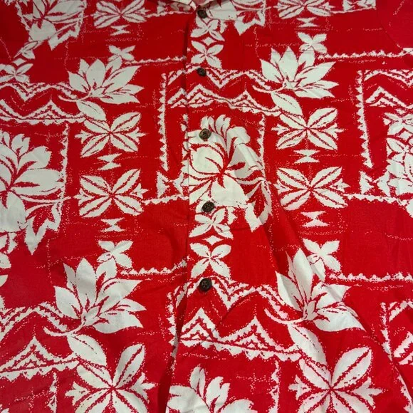 Vintage RJC Shirt Men XL Red Floral Made in USA Hawaiian Holiday Vacation Pocket - Picture 2 of 10
